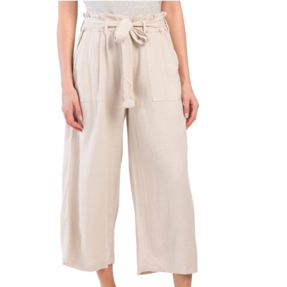 Blank NYC Linen Wide Leg Cropped Pants NWT